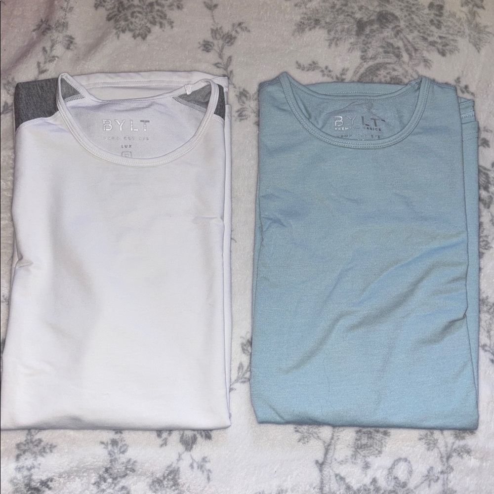 Lot 2 Bylt Mens Medium Premium Basics Short Sleeve Shirt Lux Blend drop cut